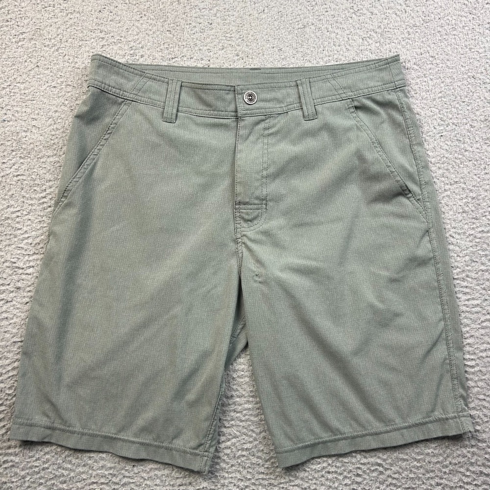 prAna Shorts Men Green Hybridizer Stretch Hiking Outdoor Size 32 Blemish Flaw